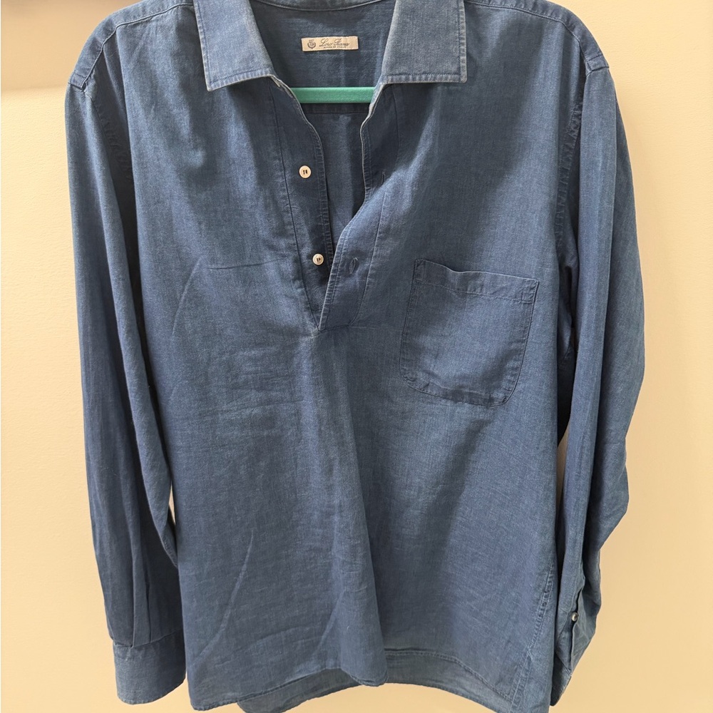 Authentic Loro Piana Chambray Blue Cotton Shirt